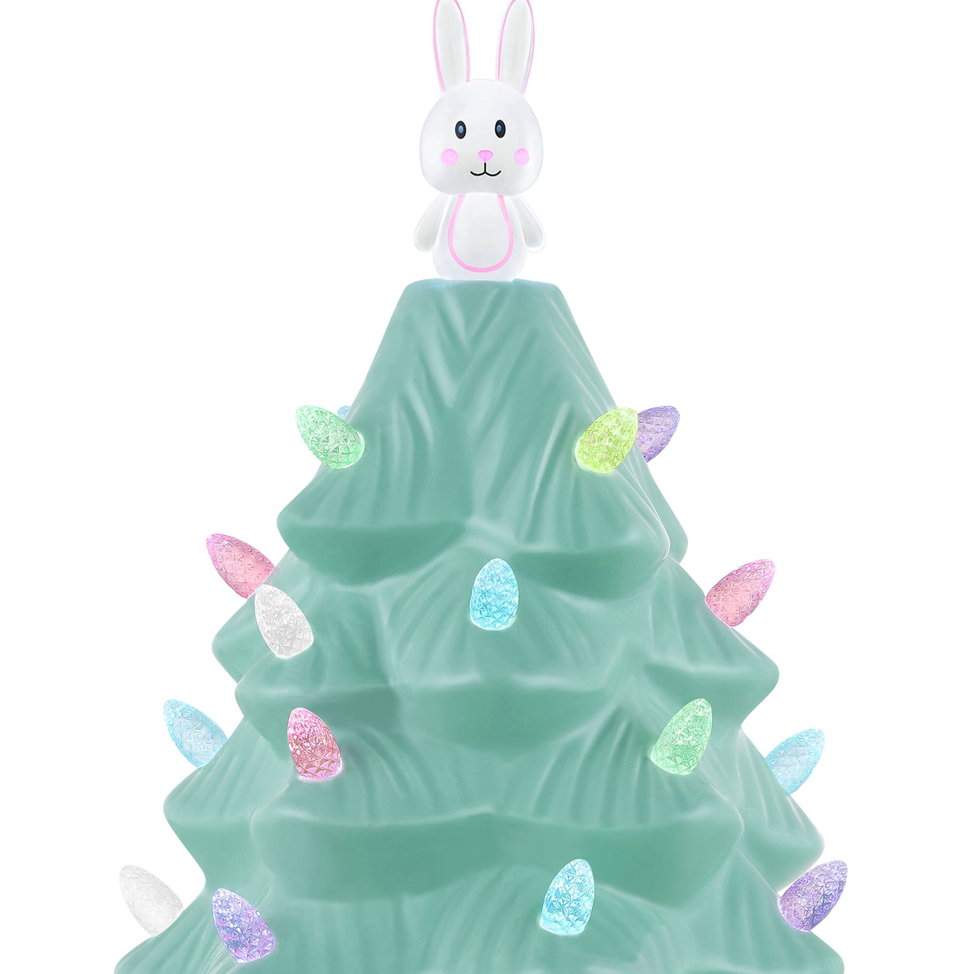 Mr. Cottontail Teal 13" Ceramic Easter Bunny Tree